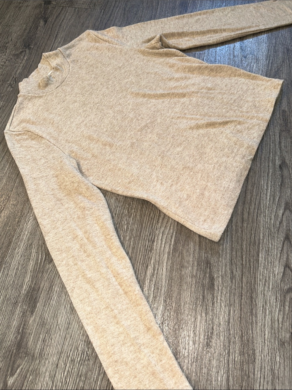 Vince Fine Knit Mock Neck Sweater Oatmeal Beige Long Sleeve Medium - Picture 4 of 8